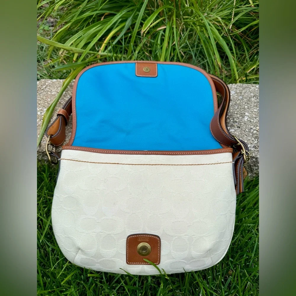 Vintage Coach Saddle Bag Suede Stripe Y2K 2004 - Picture 9 of 11